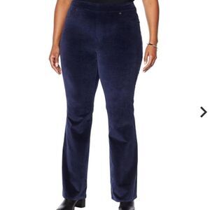 DG2 by Diane Gilman Blue Stretch Velvet Pull-On Boot-Cut Jean Size 4X